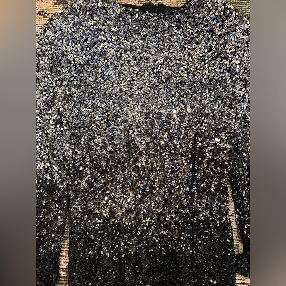 retrofete Sequins Ombre Nikki Party Mini Dress in Silver & Black - Picture 4 of 4